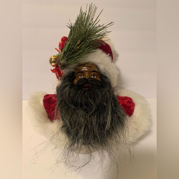 African American Santa Claus Head Christmas Tree Ornament Ashland NWT - Picture 1 of 5